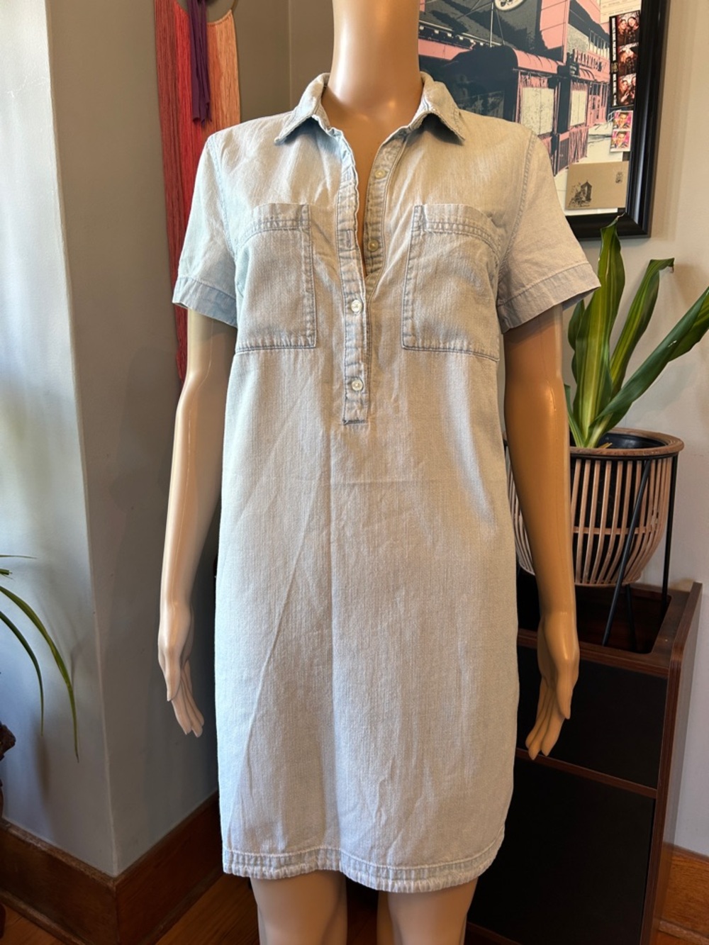 Old Navy Light Blue Denim Shirt Dress
